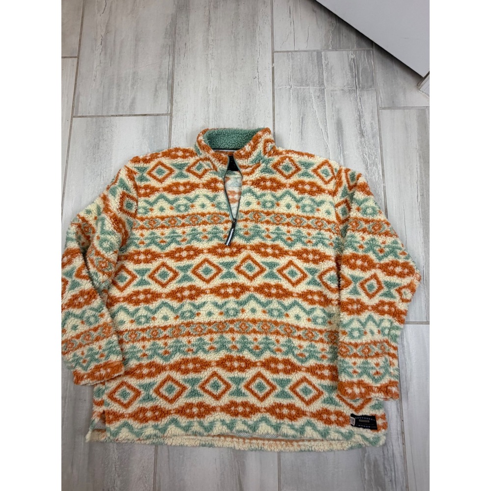 Southern Marsh Sherpa Fleece Pullover 2XL Southwestern Aztec Quarter Zip Orange